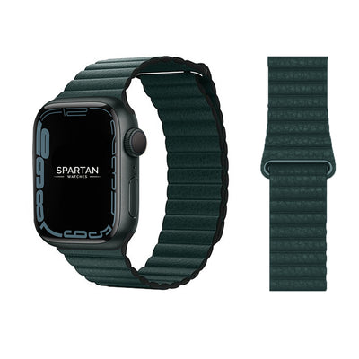 Dark Green Leather Loop for Apple Watch from Spartan Watches
