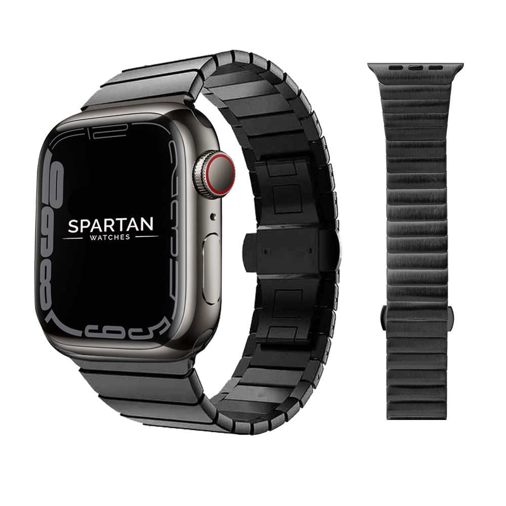 Black Stainless Steel Link Butterfly Lock Bracelet for Apple Watch
