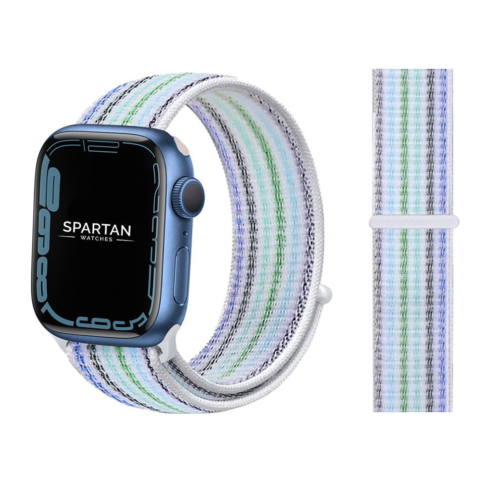 Spartan Watches Nylon Sport Loop Apple Watch Band 38mm 40mm 41mm 42mm S10 Pinstripe Blue