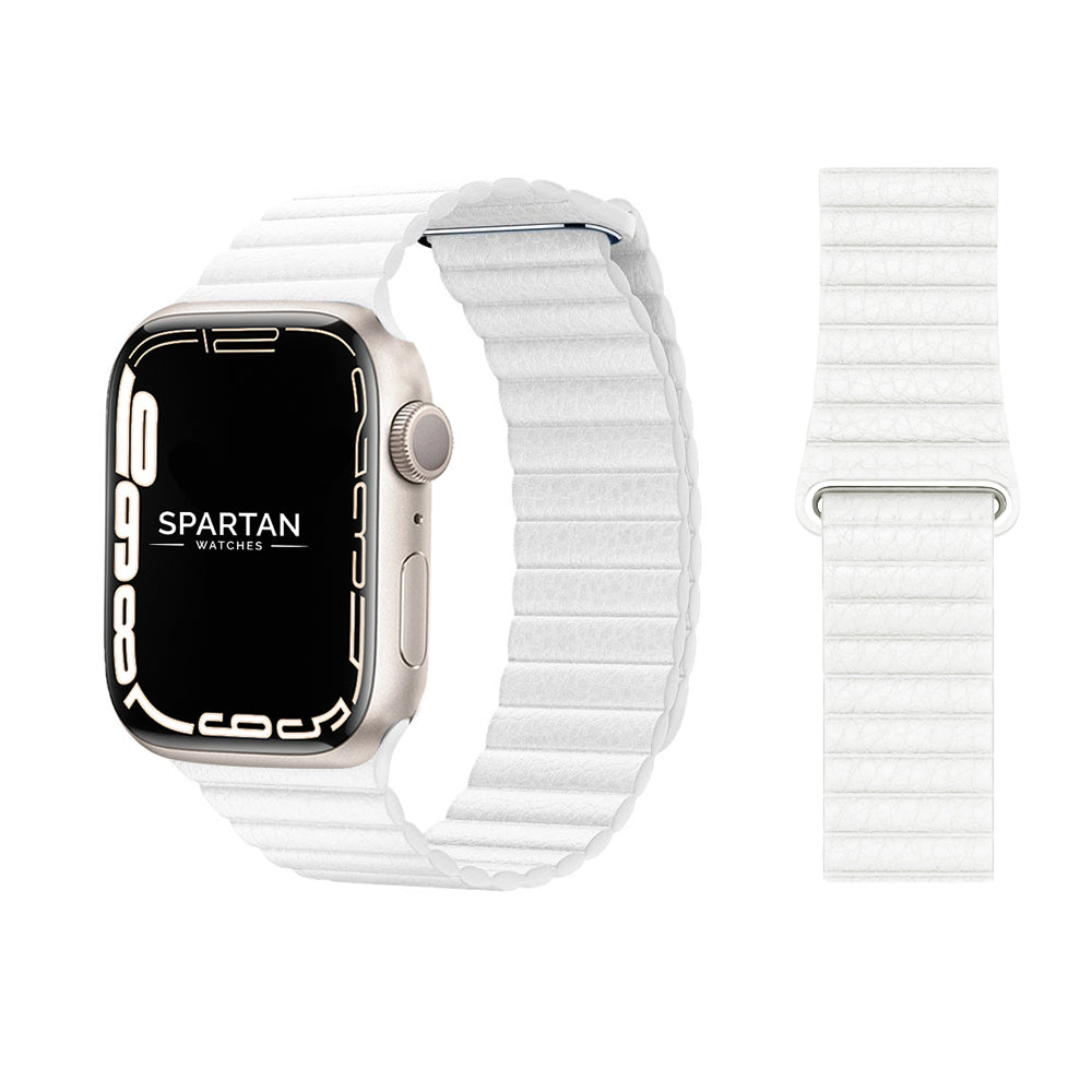 White Leather Loop for Apple Watch from Spartan Watches